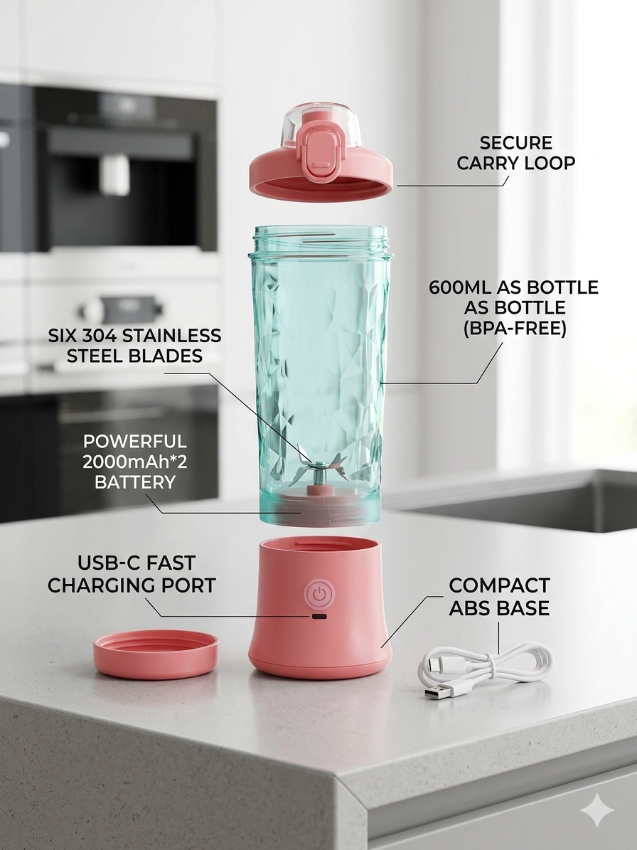 Portable Blender Juicer Personal Size Blender For Shakes And Smoothies With 6 Blade Mini Blender Kitchen Gadgets